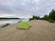 Notre site de camping à coté du Reservoir Manicouagan.